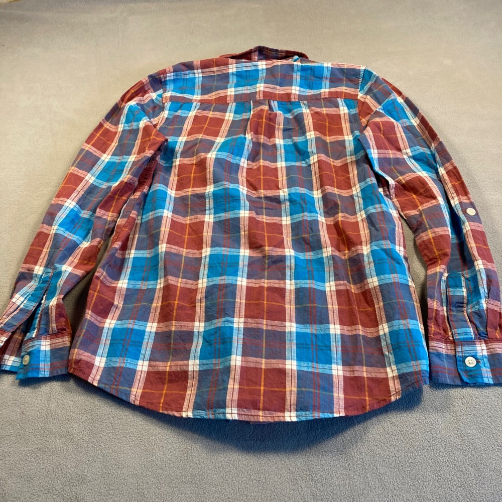 Thereabouts Button-Down Shirt Boys Extra Large Blue Maroon Plaid No Stretch - Picture 7 of 9